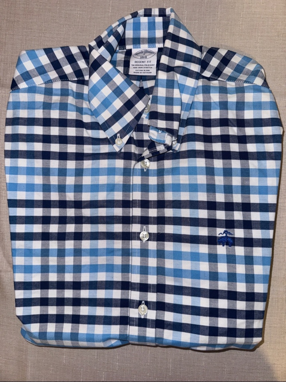 Button-Down Blue Check Men's Shirt by Unknown Brand